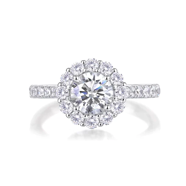 Moissanite Halo 1.0carat Round Diamond Ring