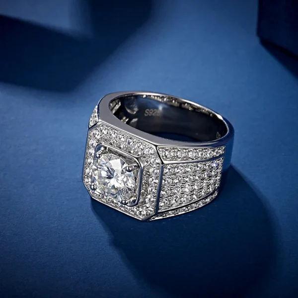 Moissanite Men’s 5.0carat Round Diamond Ring Moissanite Men’s 5.0carat Round Diamond Ring