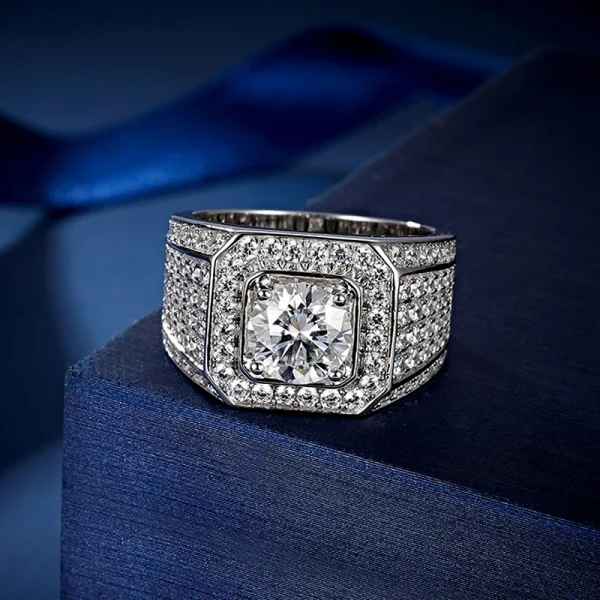 Moissanite Men’s 5.0carat Round Diamond Ring Moissanite Men’s 5.0carat Round Diamond Ring