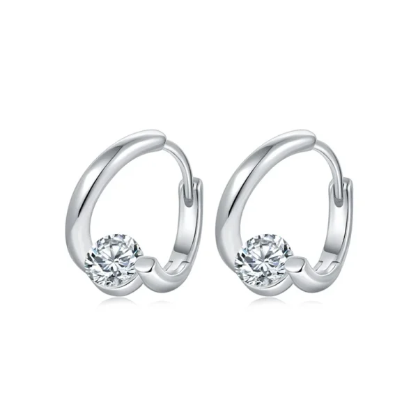 Moissanite 0.5carat Hoop Round Diamond Earrings