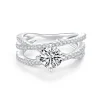 Moissanite 1.0carat Crisscross Round Diamond Ring