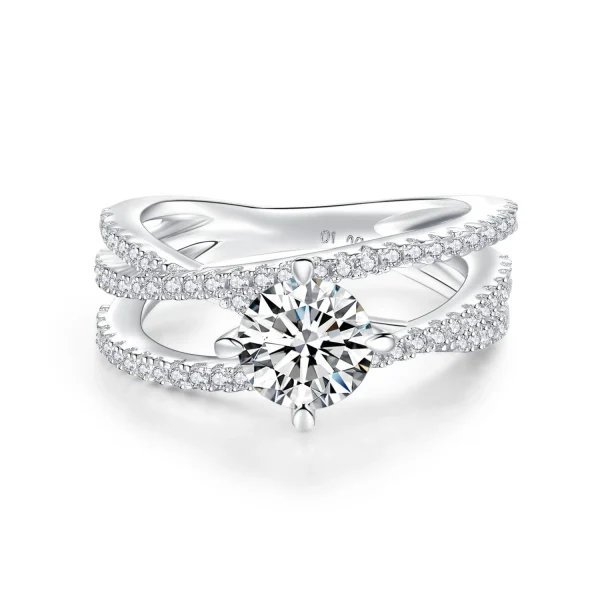 Moissanite 1.0carat Crisscross Round Diamond Ring