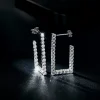 Moissanite Open Rectangular Hoop Diamond Earrings