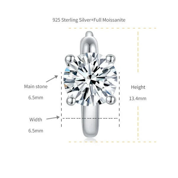 Moissanite 1.0carat Hoop Round Diamond Earrings