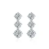 Moissanite Three Stone1.8carat Round Diamond Earrings