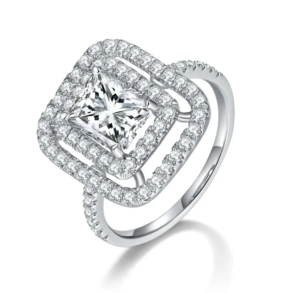 Moissanite Halo 2.0carat Radiant Diamond Ring