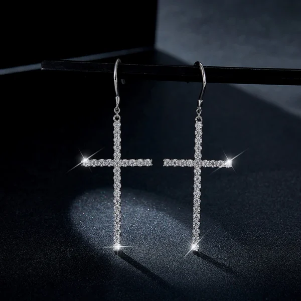 Moissanite Large Cross 1.8mm VVS D Diamond Earrings