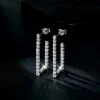 Moissanite Open Rectangular Hoop Diamond Earrings