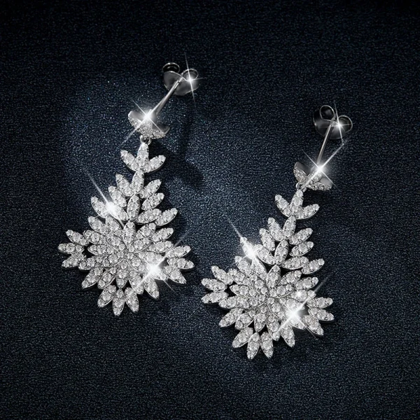 Moissanite Leaf VVS D Diamond Earrings