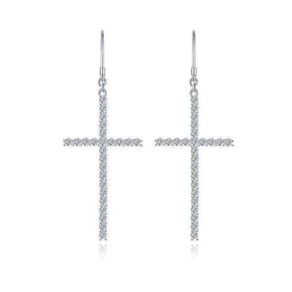 Moissanite Large Cross 1.8mm VVS D Diamond Earrings